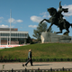 Women pass the statue of Alexander Suvorov, the founder of Tiraspol in the Transnistria region in Moldova.